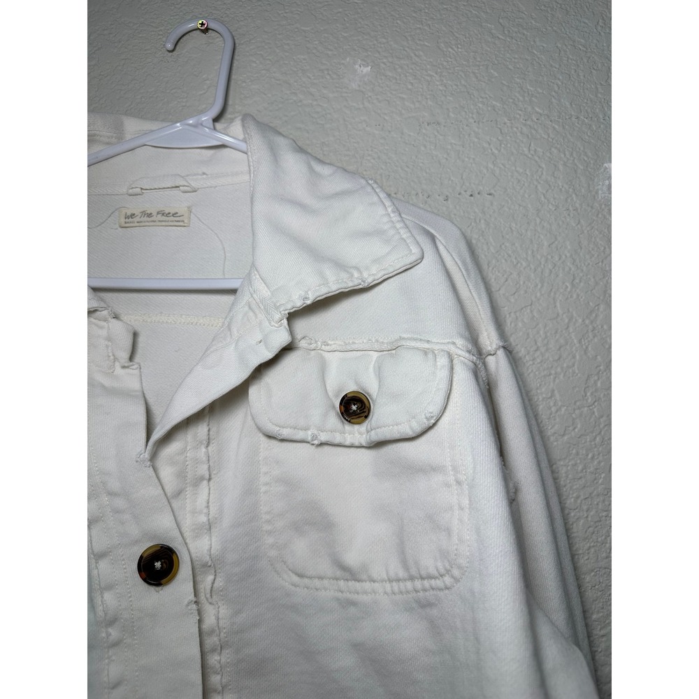 We The Free Free People White Cropped Cotton Shacket Jacket Small OB1125206 - Picture 7 of 10
